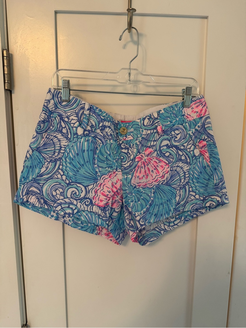 Lilly Pulitzer Seashell Print High Waist Shorts - Blue & Pink